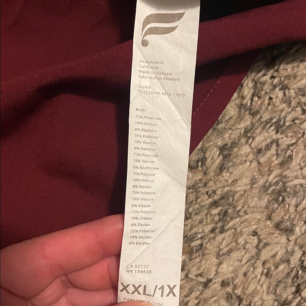 Fabletics Method Two Pocket Scrub Top In Wine Col… - image 3